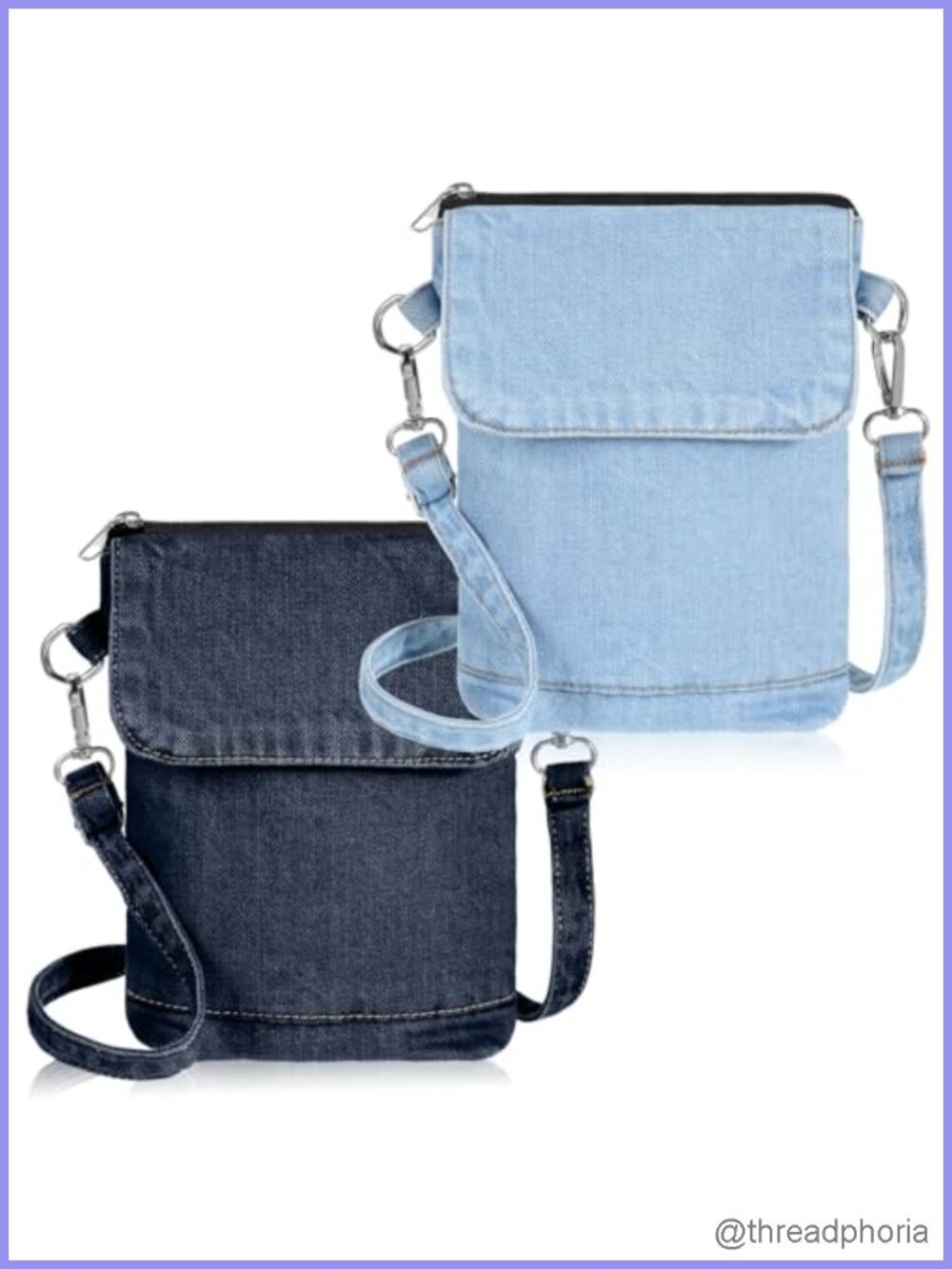 Denim Crossbody Bag Set Adjustable Strap Jean Purses for Women